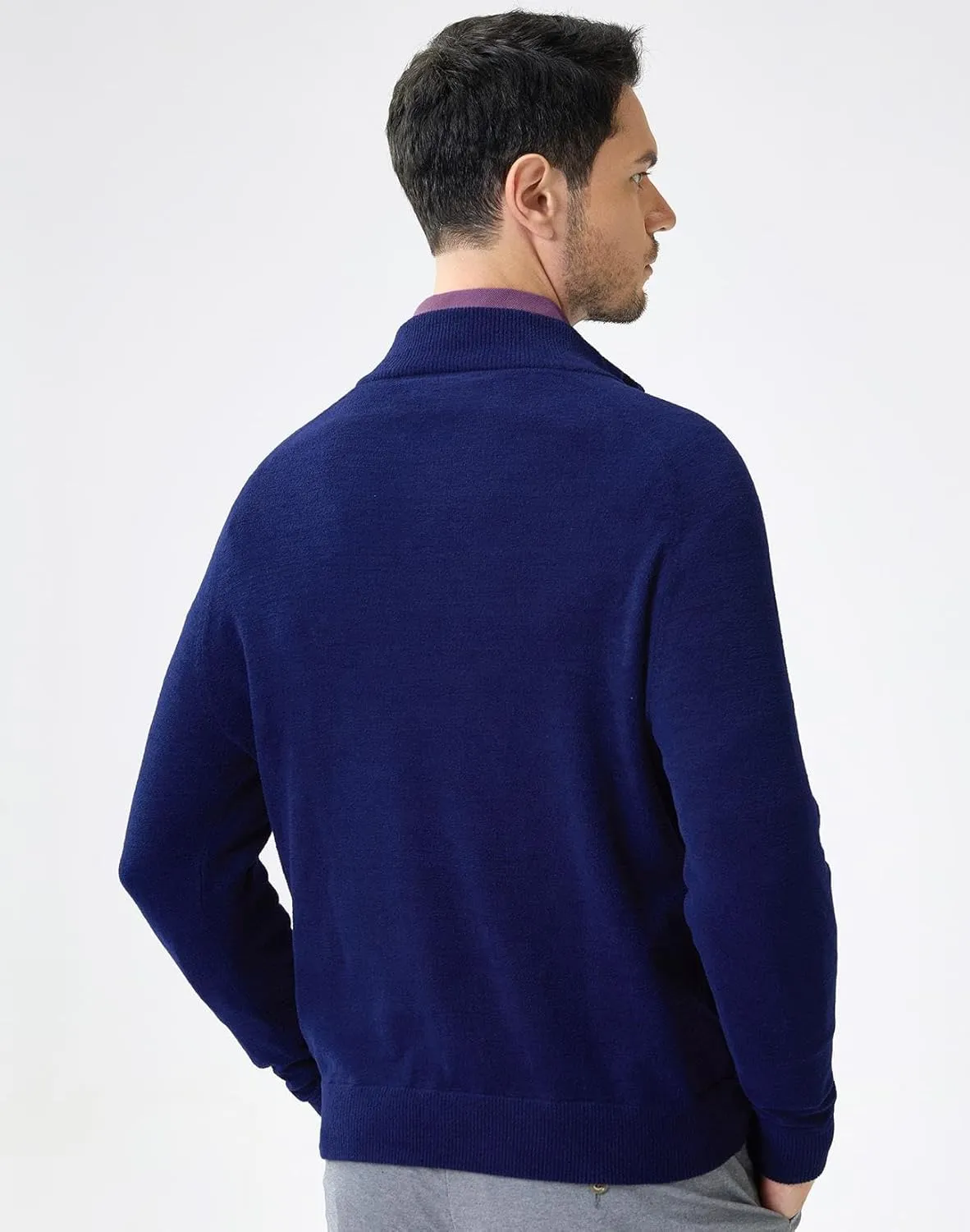 Soft Fluffy Sweaters for Men Quarter Zip Pullover Polo Mock Neck Anti-Pilling