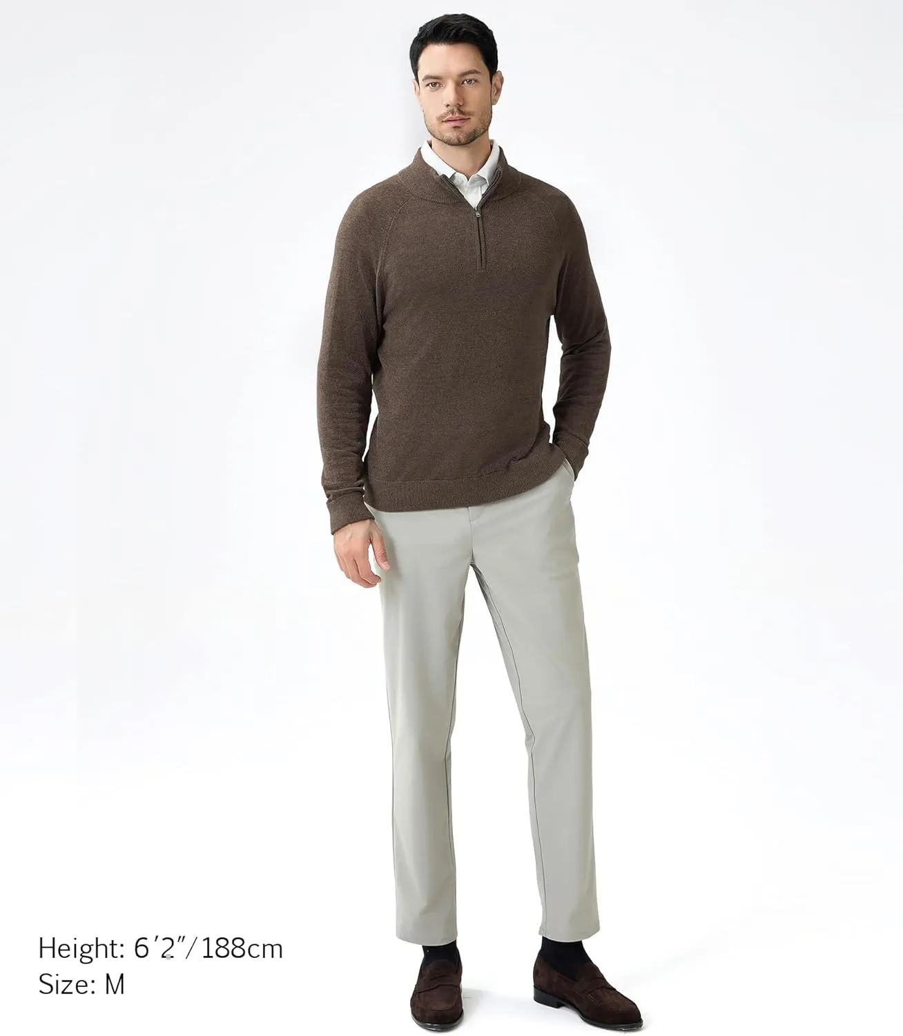 Soft Fluffy Sweaters for Men Quarter Zip Pullover Polo Mock Neck Anti-Pilling