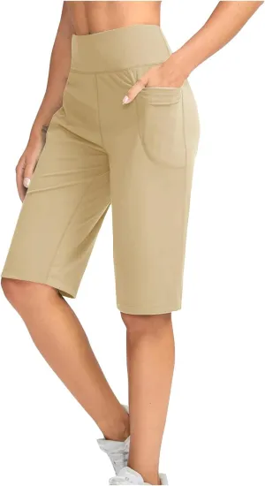 Sports Shorts for Women Casual Loose Pocketed Comfortable High-Waisted Knee High Fitted Casual Stretchy Athletic Pant