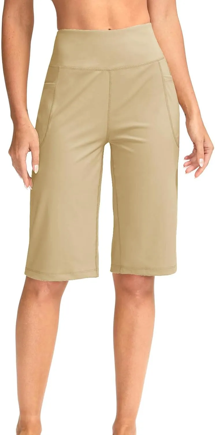 Sports Shorts for Women Casual Loose Pocketed Comfortable High-Waisted Knee High Fitted Casual Stretchy Athletic Pant