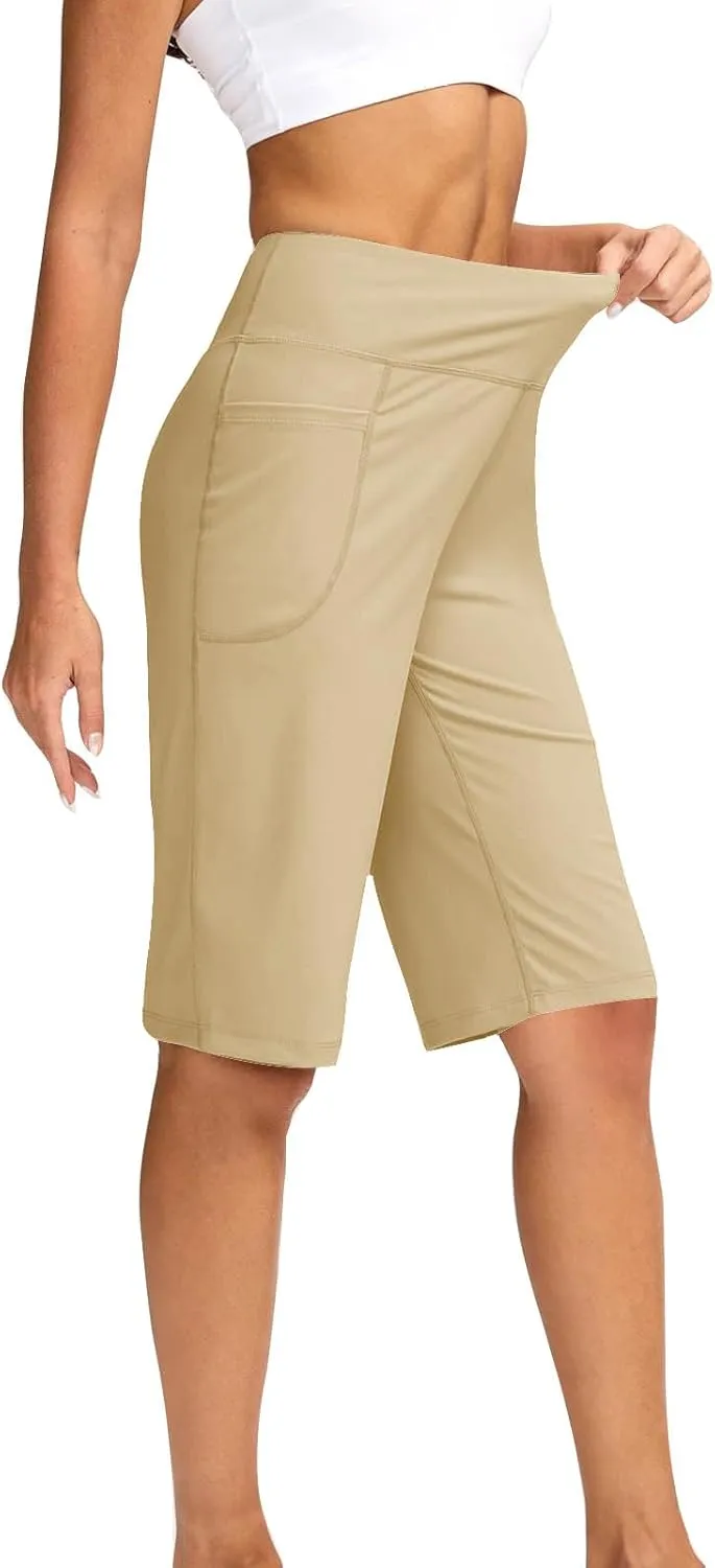 Sports Shorts for Women Casual Loose Pocketed Comfortable High-Waisted Knee High Fitted Casual Stretchy Athletic Pant