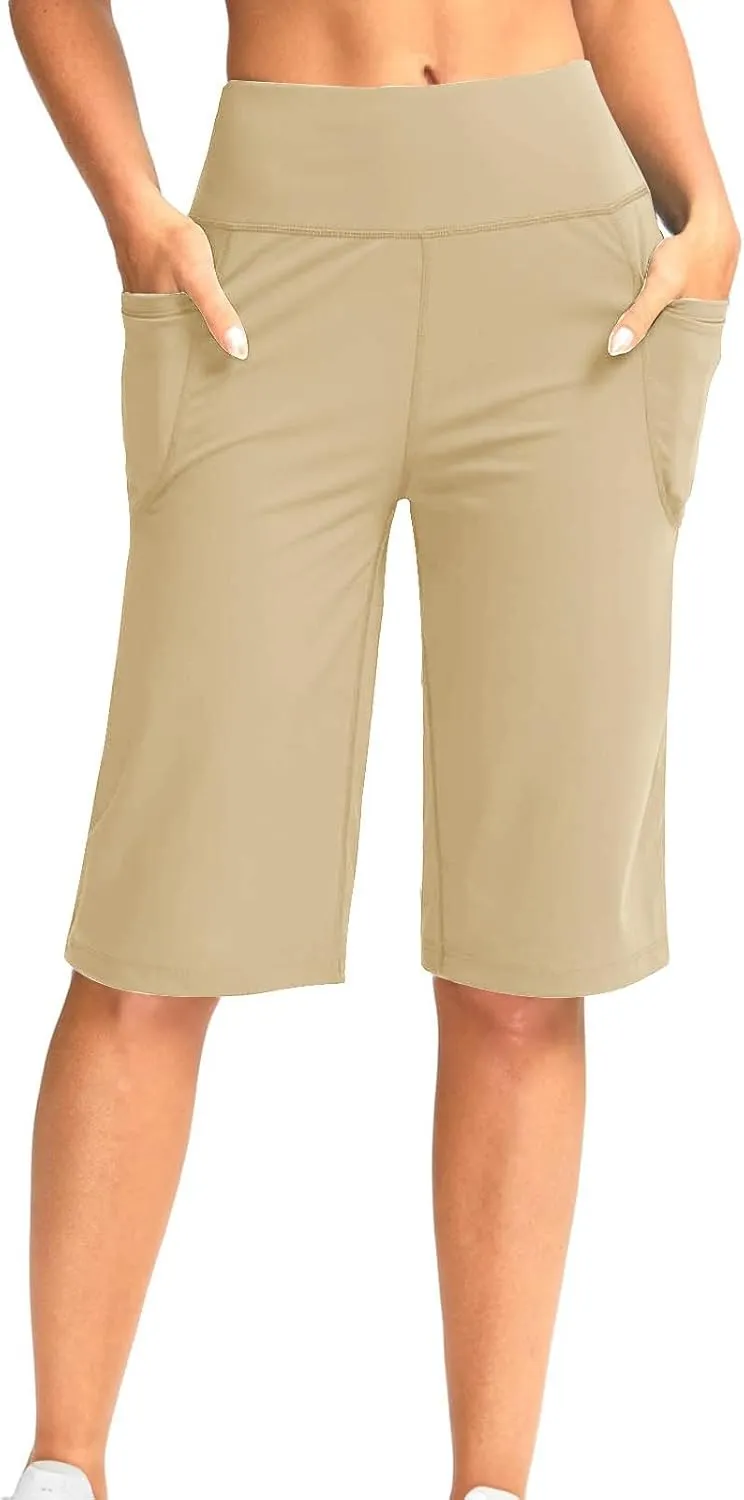 Sports Shorts for Women Casual Loose Pocketed Comfortable High-Waisted Knee High Fitted Casual Stretchy Athletic Pant