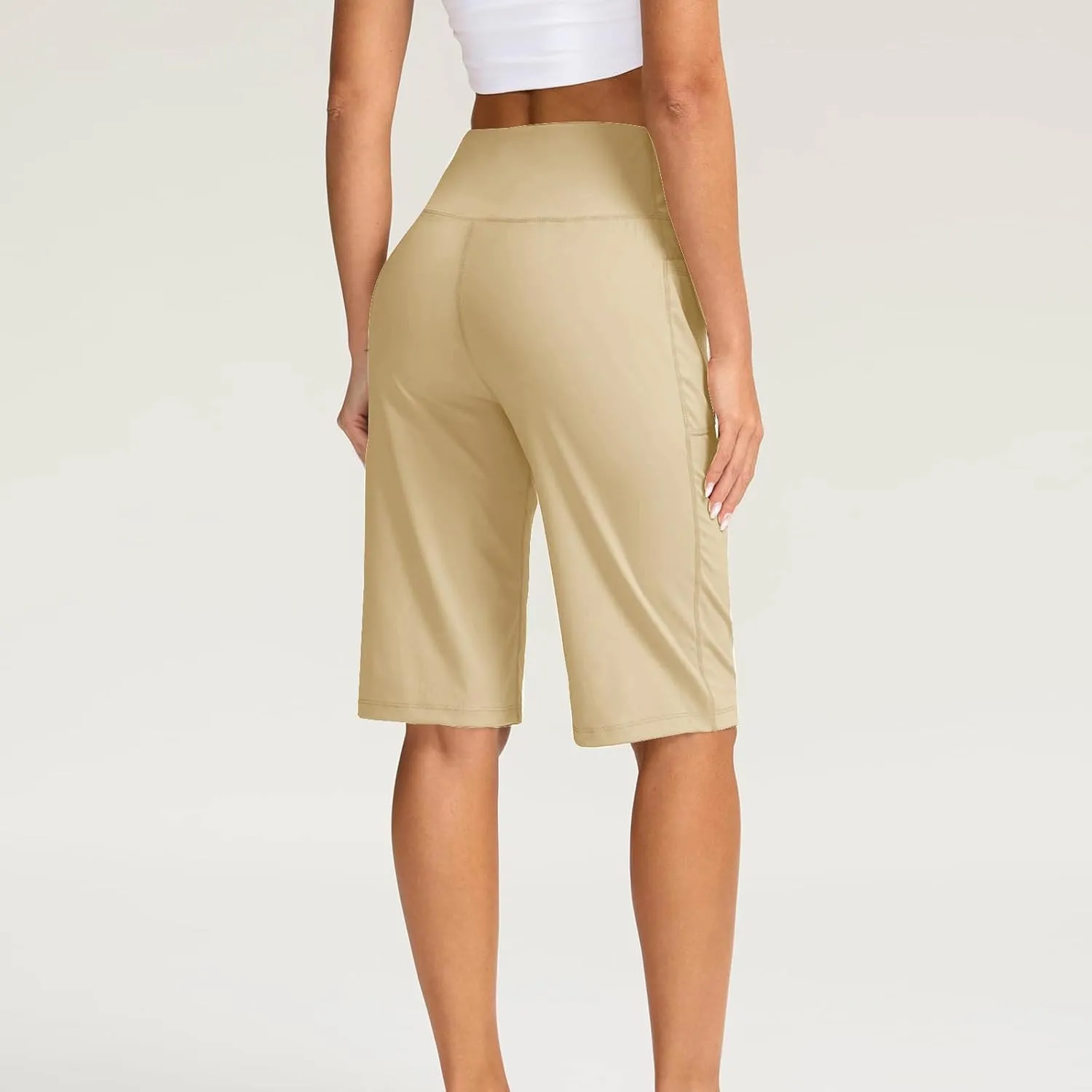 Sports Shorts for Women Casual Loose Pocketed Comfortable High-Waisted Knee High Fitted Casual Stretchy Athletic Pant