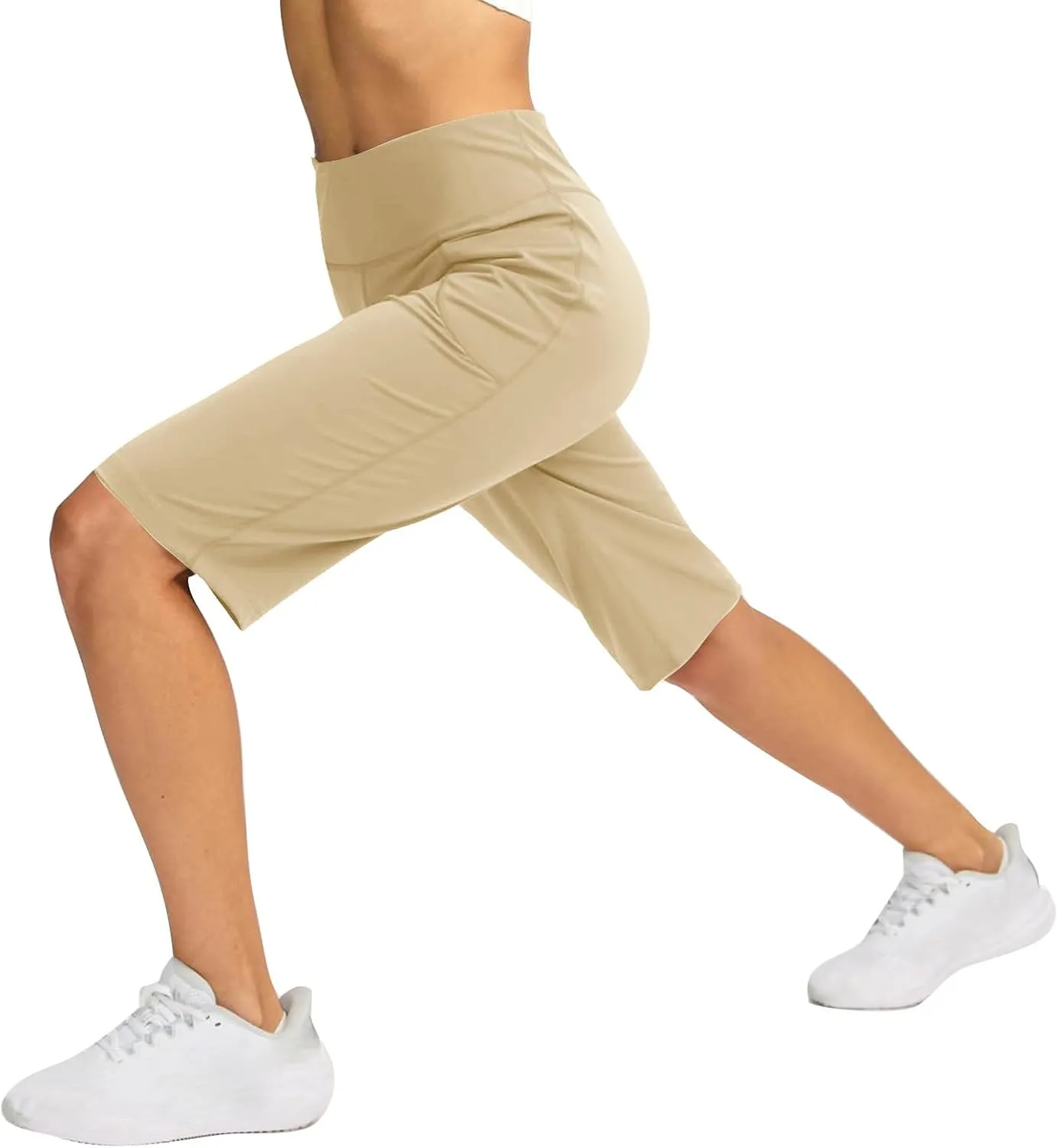 Sports Shorts for Women Casual Loose Pocketed Comfortable High-Waisted Knee High Fitted Casual Stretchy Athletic Pant