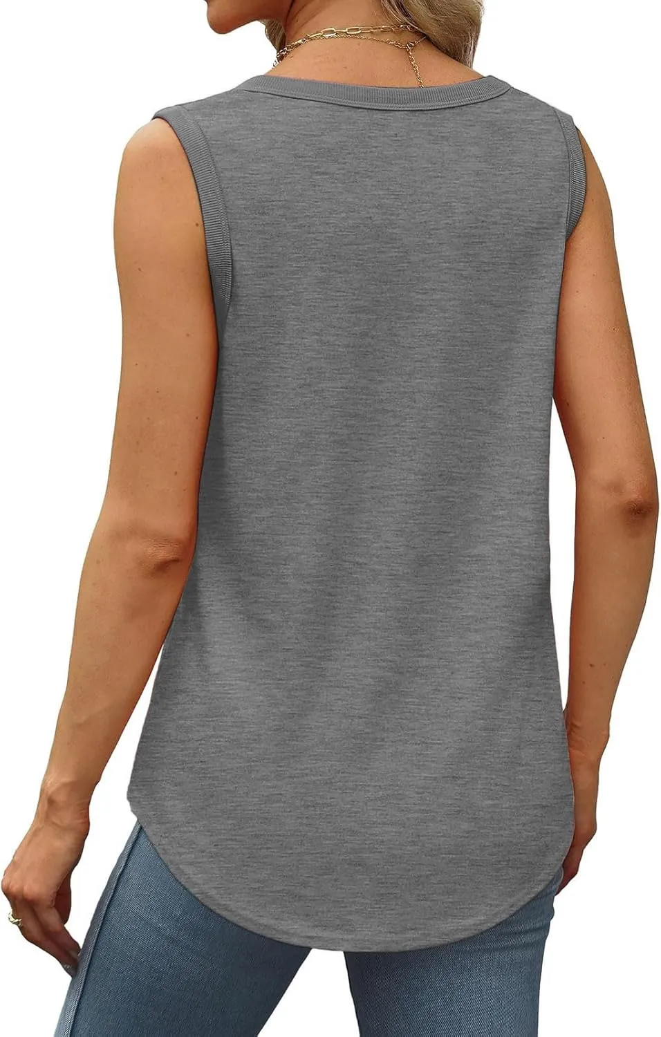 Summer Tank Top for Women Sleeveless Cotton Tee Shirts Loose Crew Neck Casual Shirt Oversized Workout Tank Top 2025