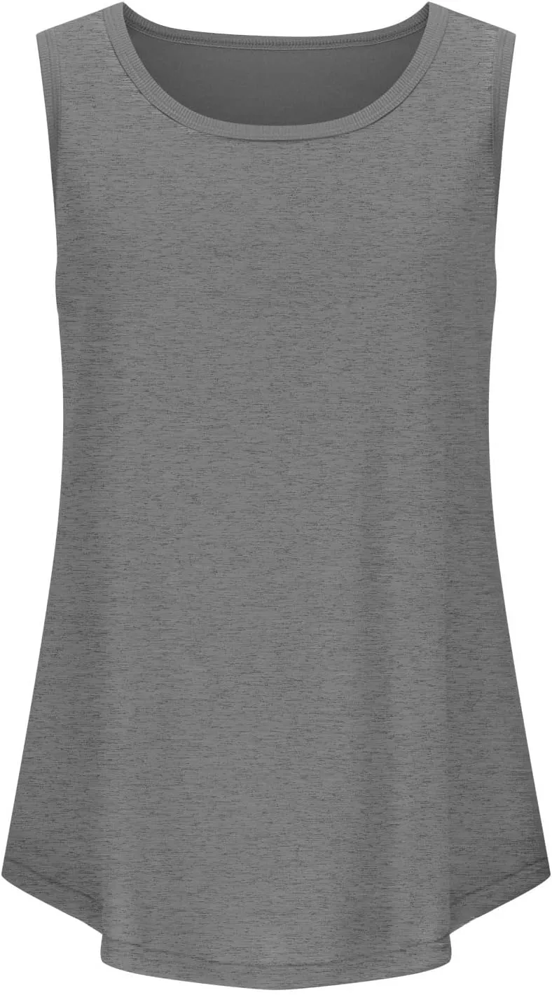 Summer Tank Top for Women Sleeveless Cotton Tee Shirts Loose Crew Neck Casual Shirt Oversized Workout Tank Top 2025