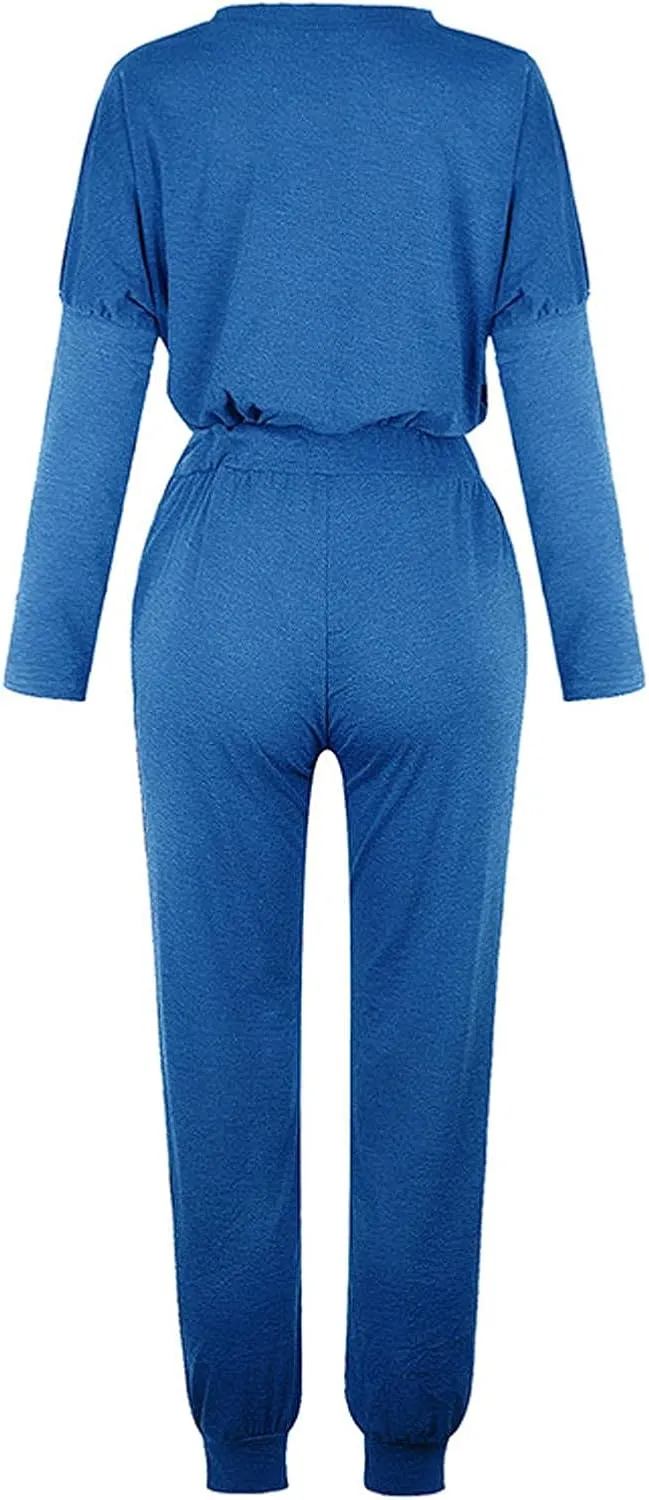 Sweatsuits Women 2 Piece Outfit Crewneck Long Sleeve Track Suits Workout Drawstring Jogger Sets 2024 Fall Lounge Sets