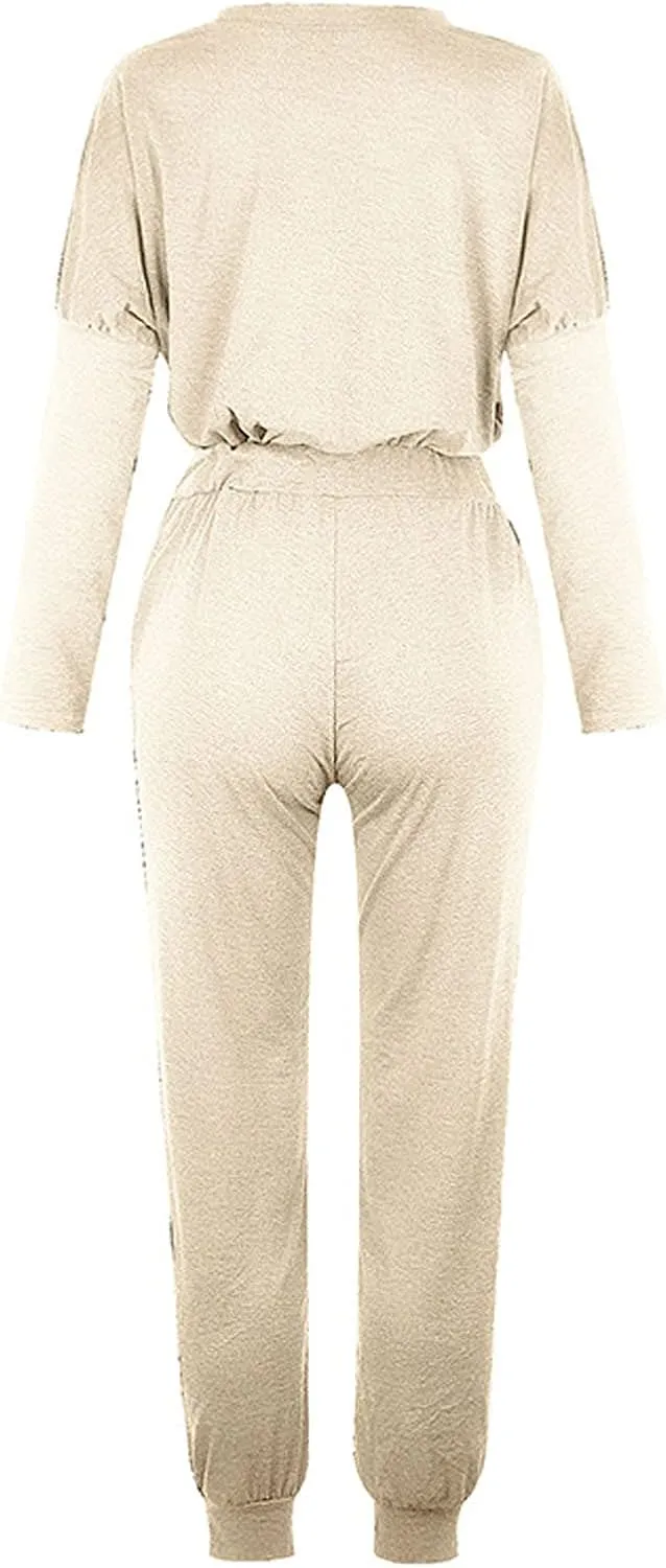 Sweatsuits Women 2 Piece Outfit Crewneck Long Sleeve Track Suits Workout Drawstring Jogger Sets 2024 Fall Lounge Sets