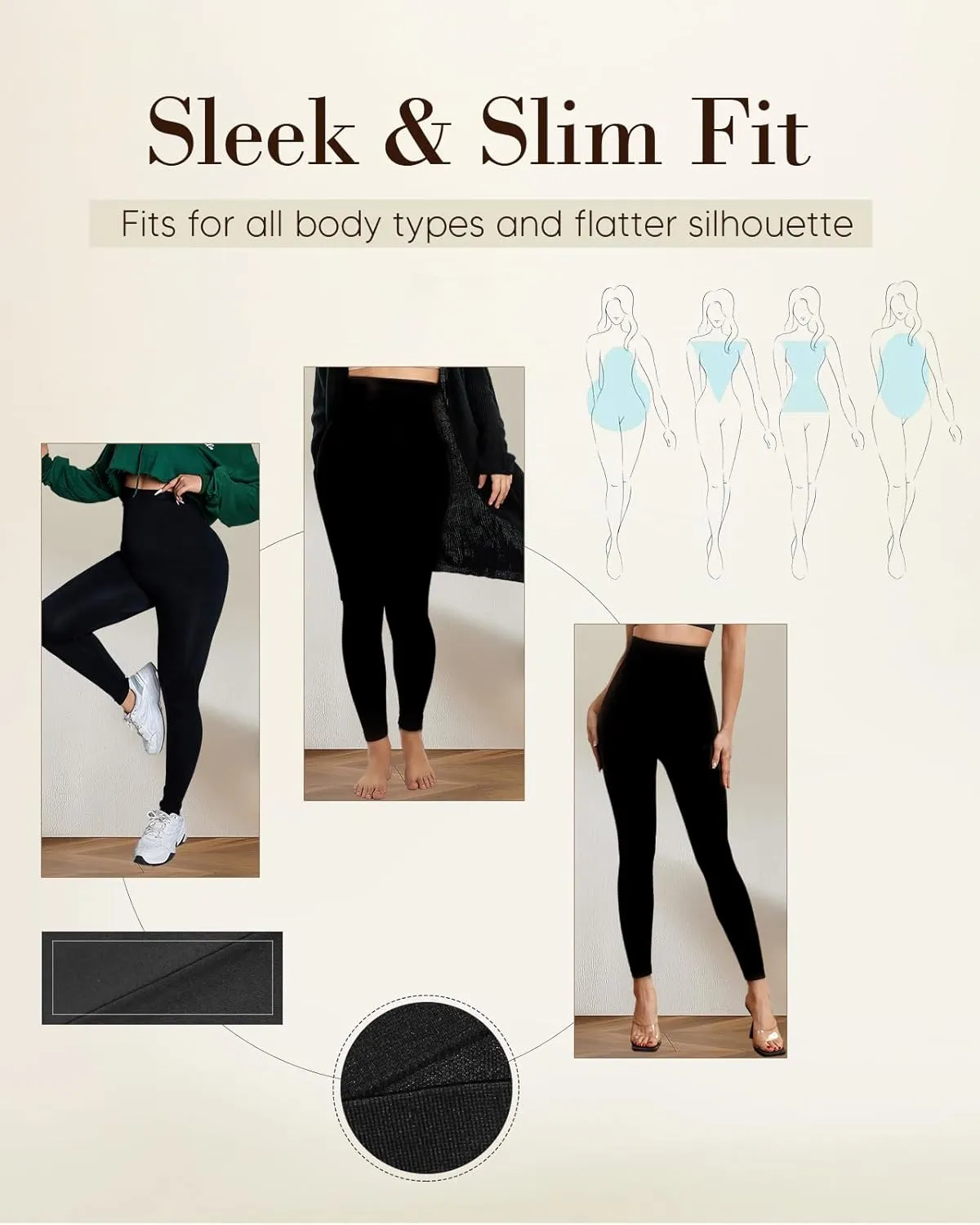 Thick High Waist Tummy Control Leggings, Buttery Smooth Seamless Workout Leggings for Women, Black