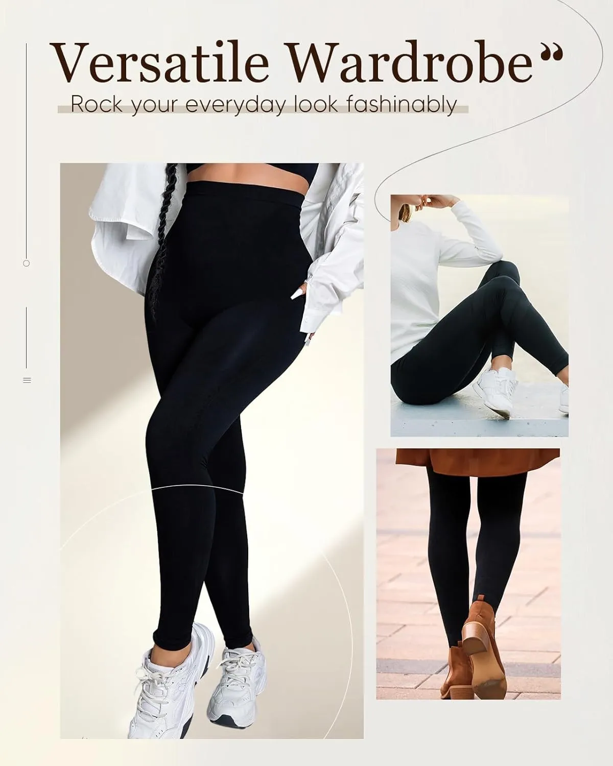 Thick High Waist Tummy Control Leggings, Buttery Smooth Seamless Workout Leggings for Women, Black