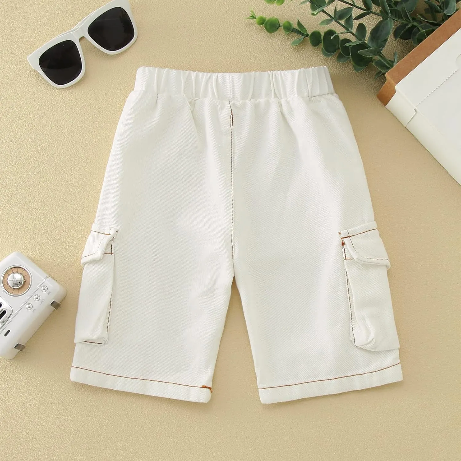 Toddler Baby Boys Jeans Pull On Denim Cargo Pants Spring Loose Elastic Waist Cropped Trouser with Pocket Kids Jeans