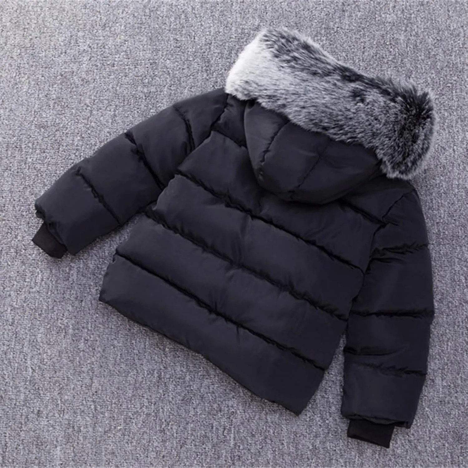 Toddler Coat Thicken Fur Collar Hoodie Down Toddler Jacket Warm Toddler Winter Puffer Jackets