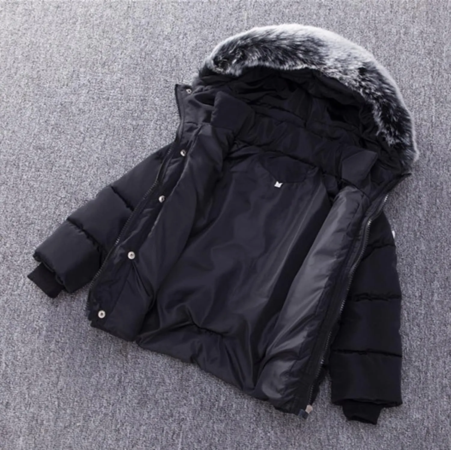 Toddler Coat Thicken Fur Collar Hoodie Down Toddler Jacket Warm Toddler Winter Puffer Jackets
