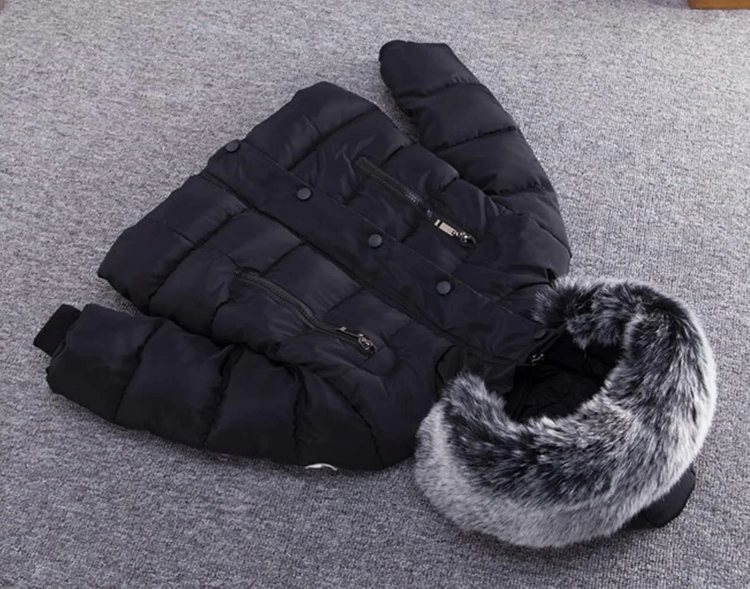 Toddler Coat Thicken Fur Collar Hoodie Down Toddler Jacket Warm Toddler Winter Puffer Jackets