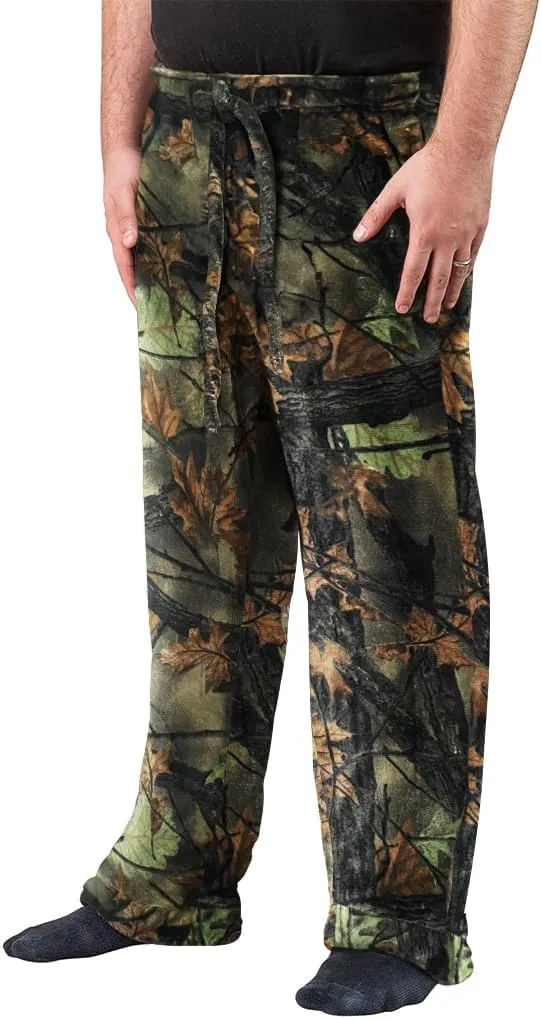 TrailCrest by Treel Men's Open Bottom Sleep & Lounge Plush Coral Fleece Pajama Pants