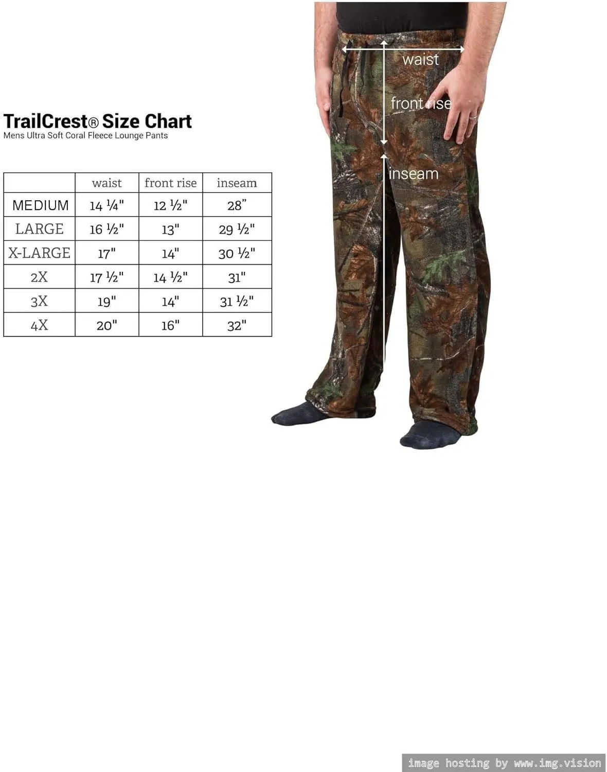 TrailCrest by Treel Men's Open Bottom Sleep & Lounge Plush Coral Fleece Pajama Pants
