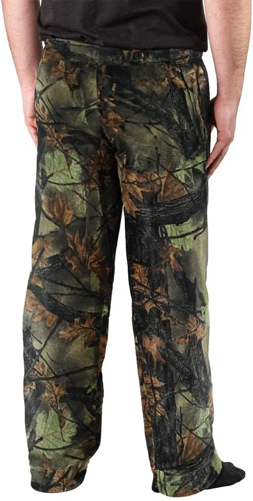TrailCrest by Treel Men's Open Bottom Sleep & Lounge Plush Coral Fleece Pajama Pants