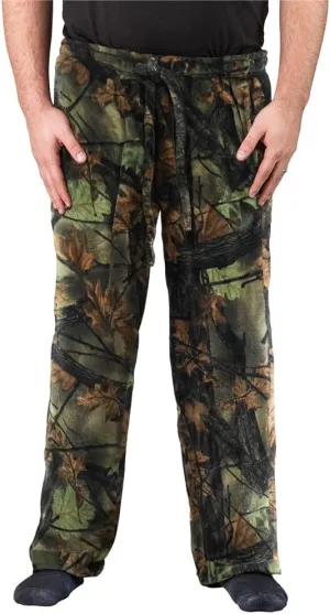 TrailCrest by Treel Men's Open Bottom Sleep & Lounge Plush Coral Fleece Pajama Pants