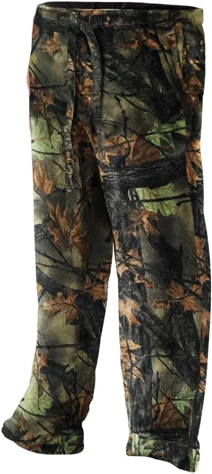 TrailCrest by Treel Men's Open Bottom Sleep & Lounge Plush Coral Fleece Pajama Pants