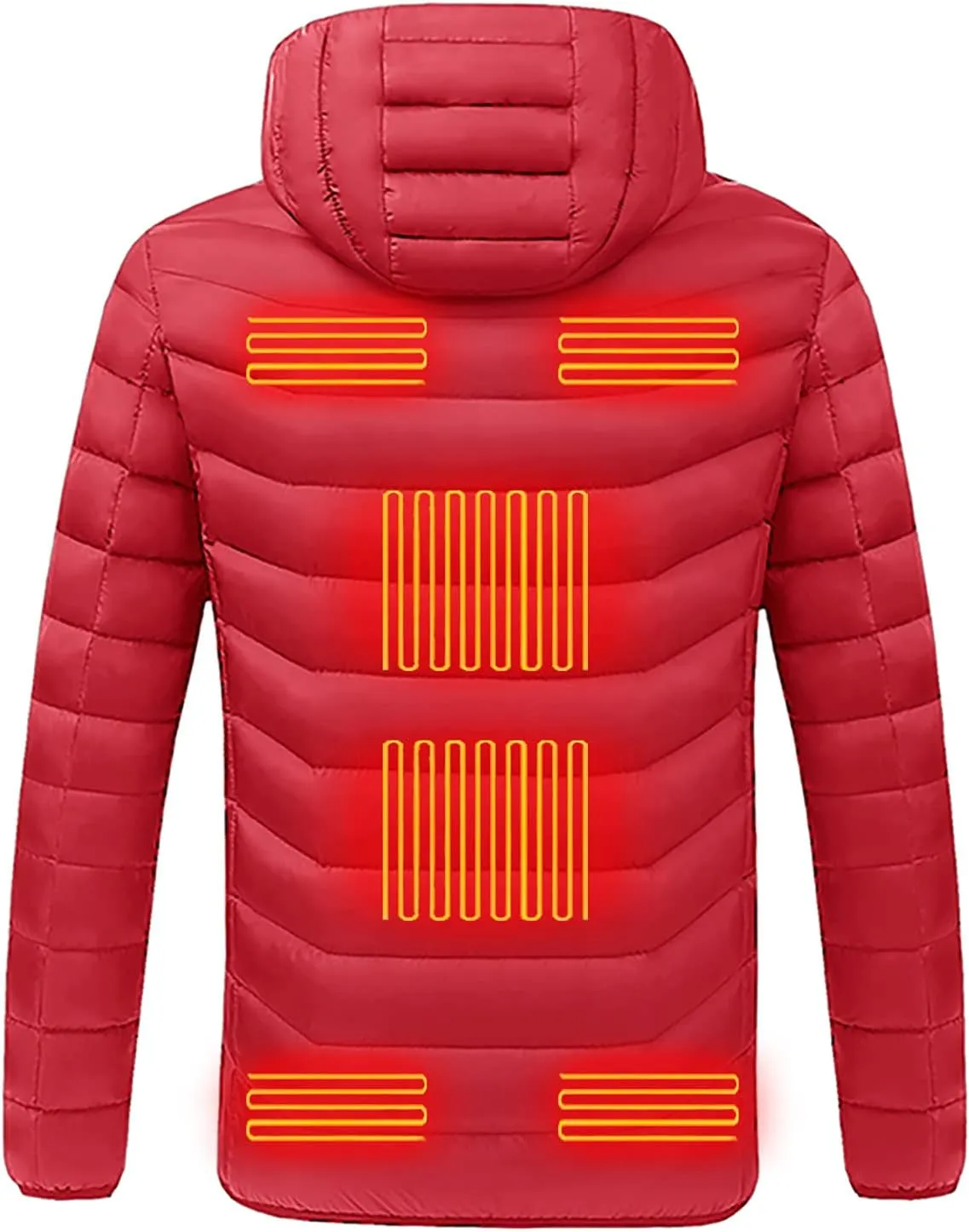 tuduoms Heated Jacket Winter Hooded Jacket Women's Men's USB Heating Jacket Lightweight Warm Puffer Jacket Outwear Down Coat