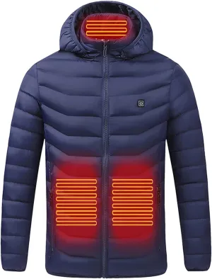 tuduoms Winter Heated Down Jacket Warming Heated Quilted Puffer Jacket 9 Areas Usb Electric Heating Jacket Lightweight Coat