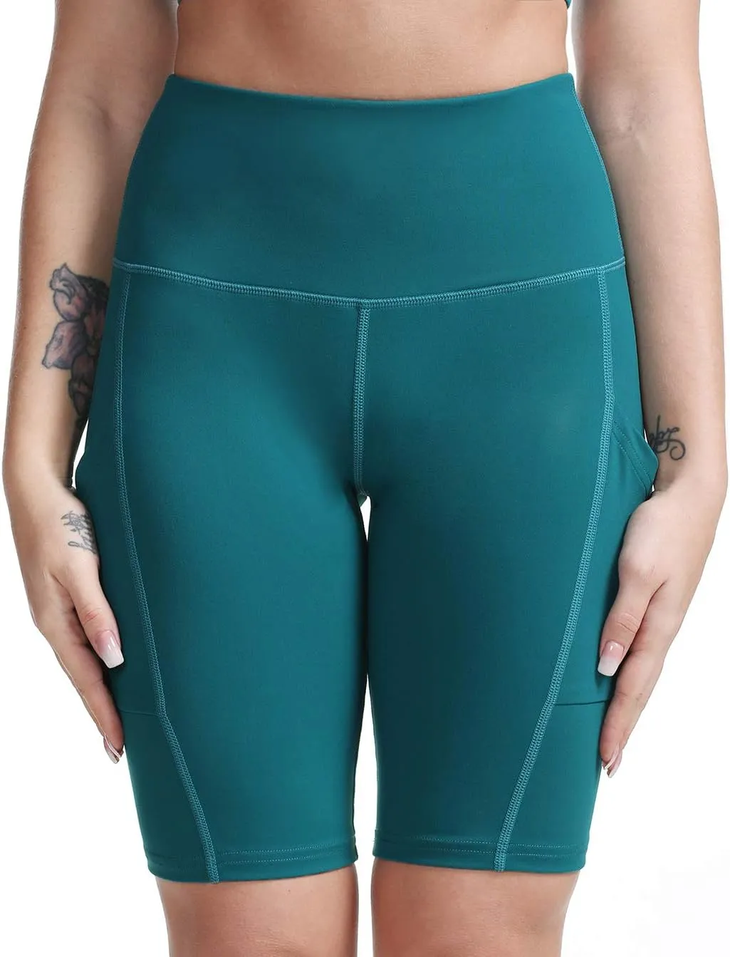 TYUIO High Waisted Yoga Shorts for Women Tummy Control Workout Running Biker Shorts