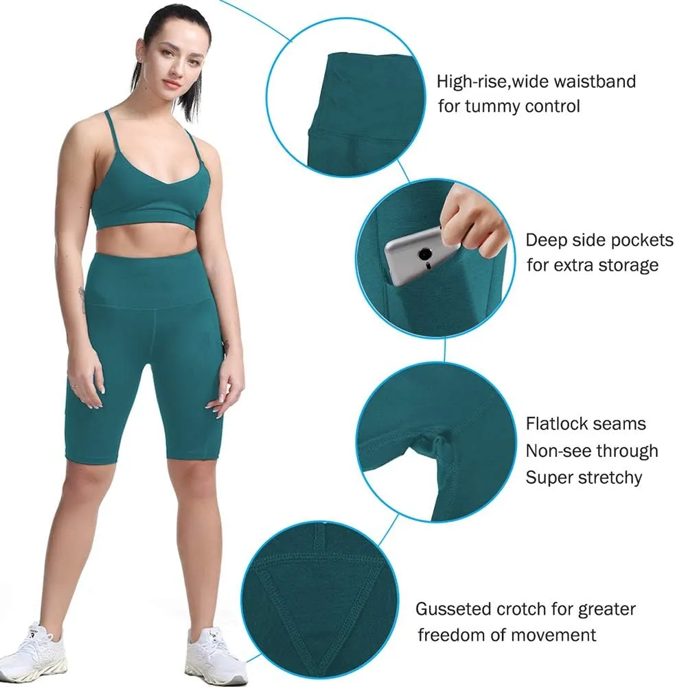 TYUIO High Waisted Yoga Shorts for Women Tummy Control Workout Running Biker Shorts