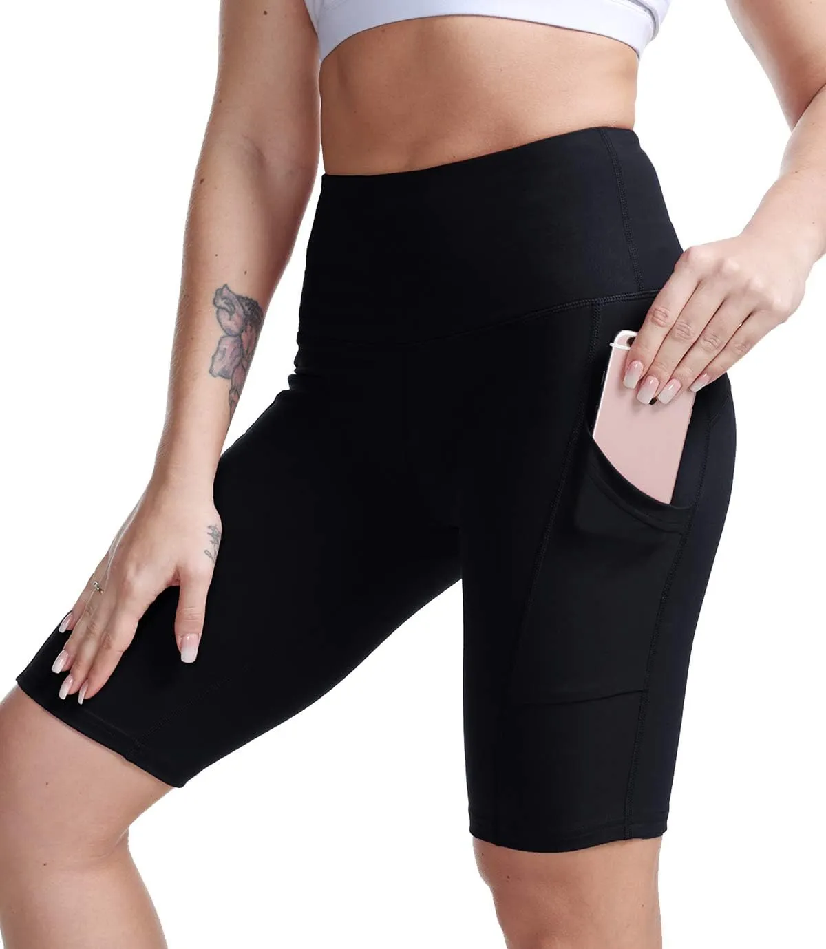 TYUIO High Waisted Yoga Shorts for Women Tummy Control Workout Running Biker Shorts