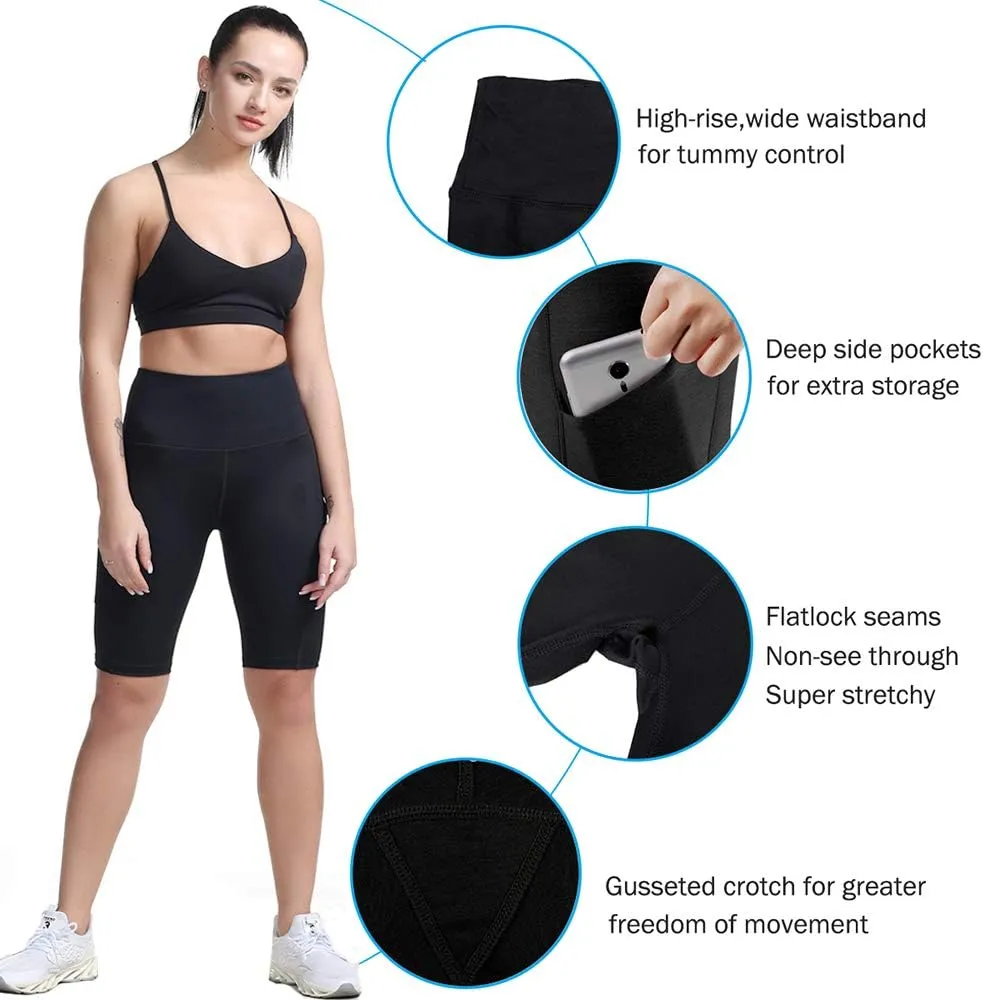TYUIO High Waisted Yoga Shorts for Women Tummy Control Workout Running Biker Shorts
