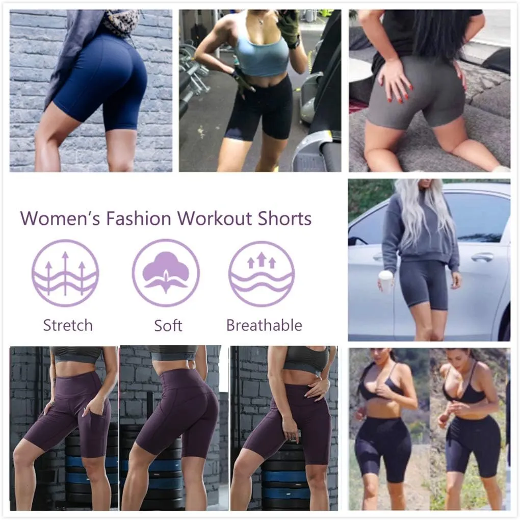 TYUIO High Waisted Yoga Shorts for Women Tummy Control Workout Running Biker Shorts