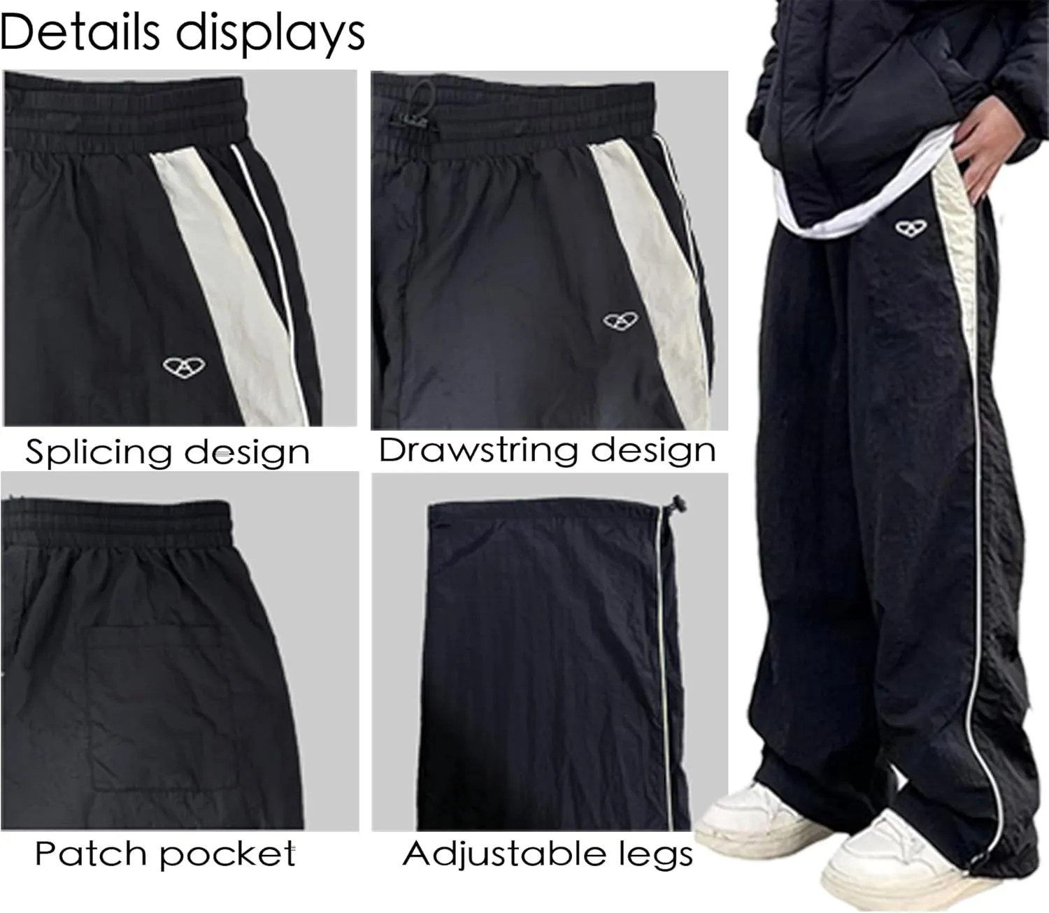 Unisex Y2k Sweatpants Vintage Baggy Pants Hip Hop Track Pants Y2k Parachute Pants for Men and Woman