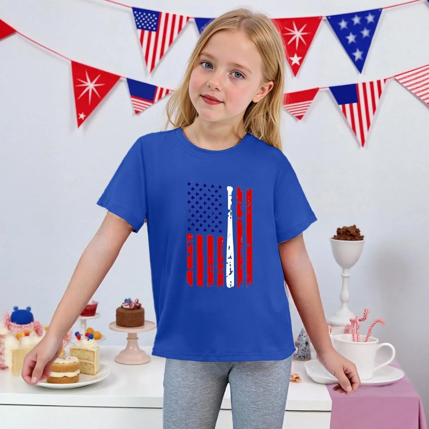 USA Shirt for Kids Summer Boys Shirts Short Sleeve USA Star Stripes Tops Holiday Blouses Girls Tees 1-12 Years