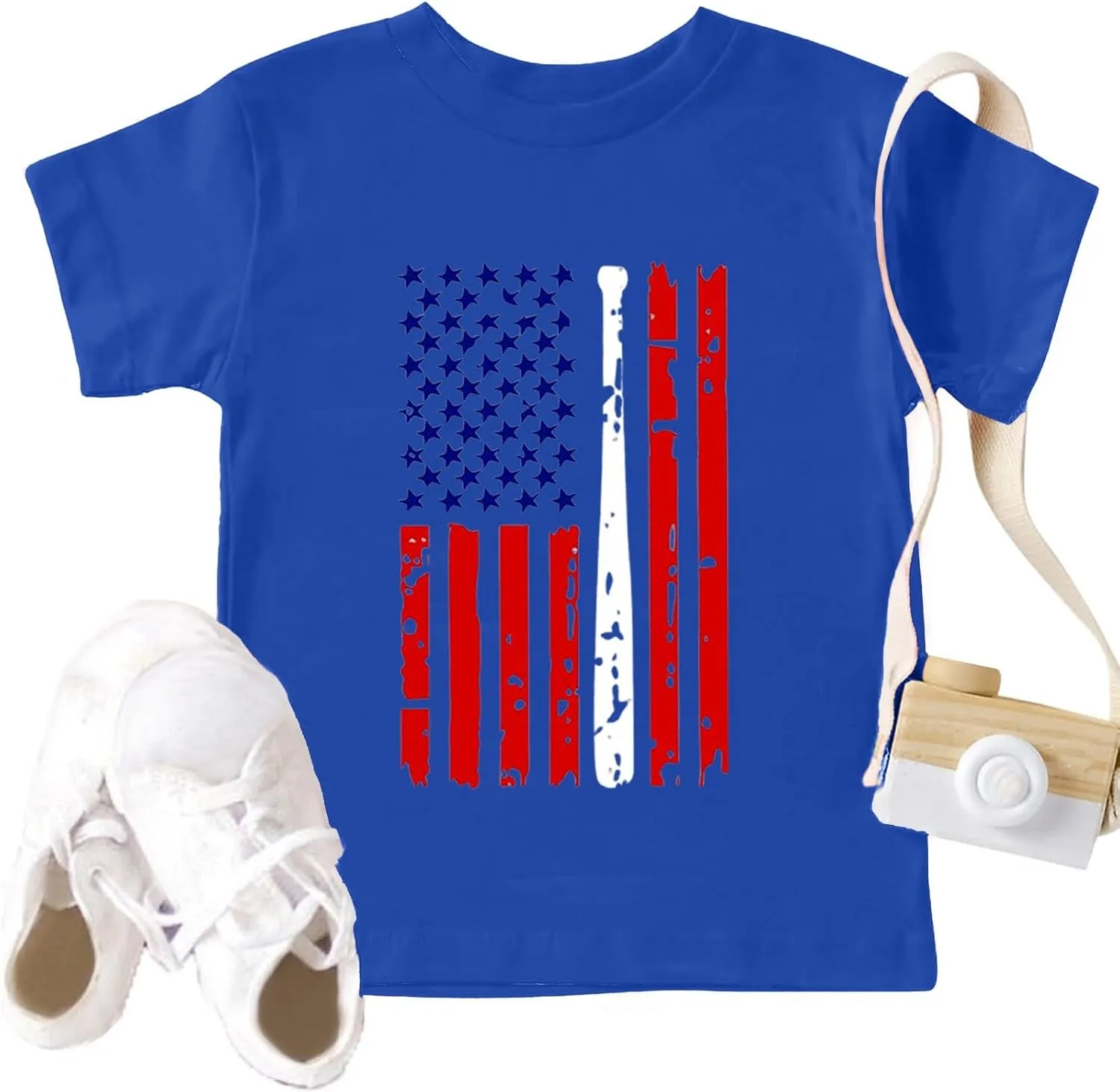 USA Shirt for Kids Summer Boys Shirts Short Sleeve USA Star Stripes Tops Holiday Blouses Girls Tees 1-12 Years