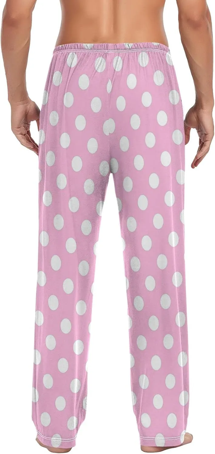 Vintage Dark Blue Polka Dot Men's Pajama Pants Sleepwear Lounge Pajama Bottoms