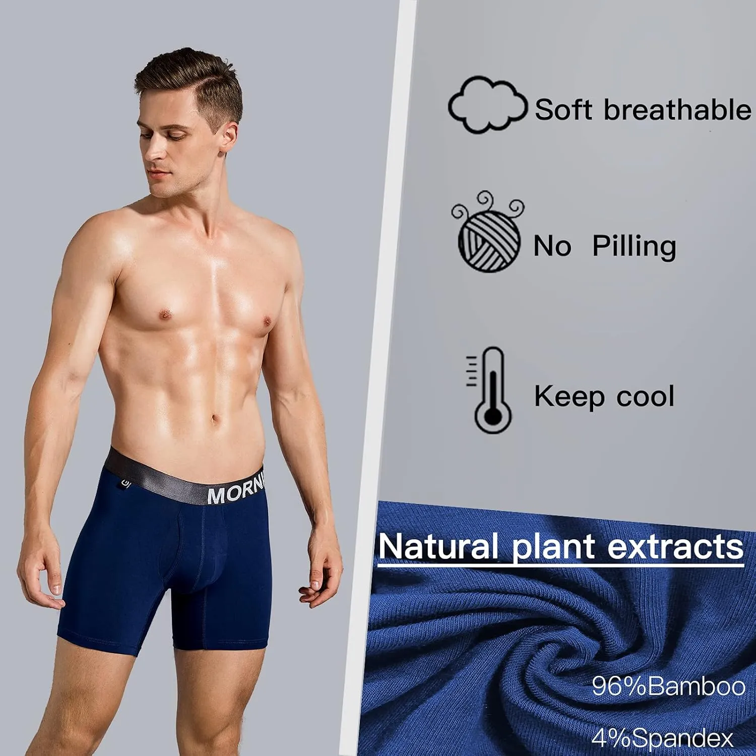 Viscose from Bamboo Mens Boxers for Men Underwear Shorts - Soft Loose Comfortable Breathable