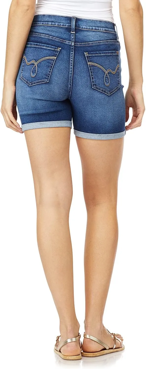 WallFlower Women's Irresistible Denim Shorts High-Rise Insta Soft Juniors (Standard and Plus)