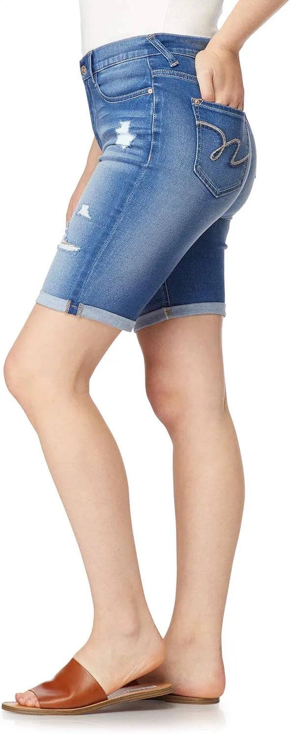 WallFlower Women's Irresistible Denim Shorts High-Rise Insta Soft Juniors (Standard and Plus)