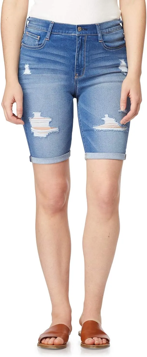 WallFlower Women's Irresistible Denim Shorts High-Rise Insta Soft Juniors (Standard and Plus)