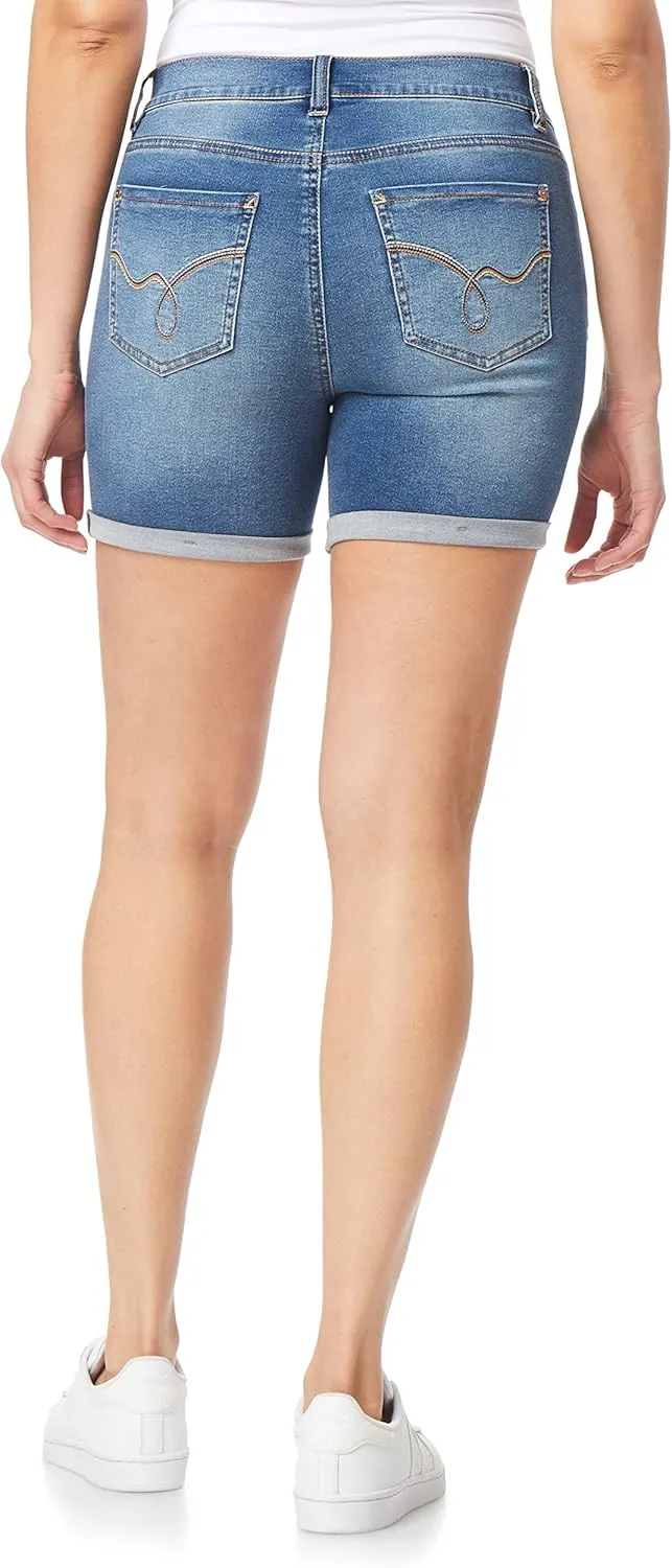 WallFlower Women's Irresistible Denim Shorts High-Rise Insta Soft Juniors (Standard and Plus)