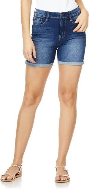 WallFlower Women's Irresistible Denim Shorts High-Rise Insta Soft Juniors (Standard and Plus)