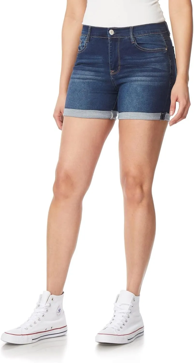 WallFlower Women's Irresistible Denim Shorts High-Rise Insta Soft Juniors (Standard and Plus)