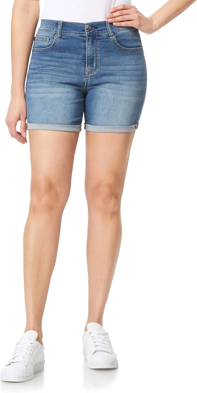 WallFlower Women's Irresistible Denim Shorts High-Rise Insta Soft Juniors (Standard and Plus)