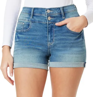 WallFlower Women's Sassy Denim Shorts High-Rise Insta Soft Juniors (Standard and Plus)