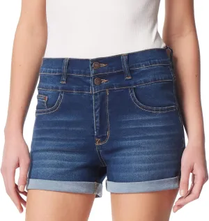WallFlower Women's Sassy Denim Shorts High-Rise Insta Soft Juniors (Standard and Plus)