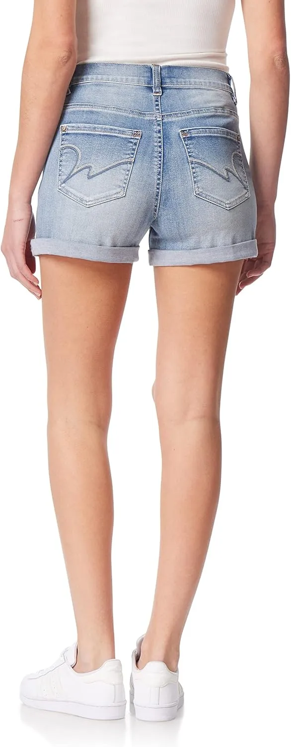 WallFlower Women's Sassy Denim Shorts High-Rise Insta Soft Juniors (Standard and Plus)