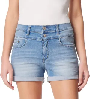 WallFlower Women's Sassy Denim Shorts High-Rise Insta Soft Juniors (Standard and Plus)