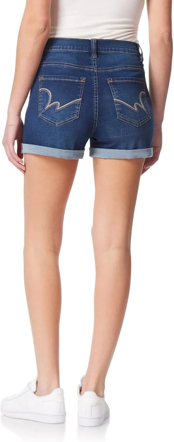 WallFlower Women's Sassy Denim Shorts High-Rise Insta Soft Juniors (Standard and Plus)