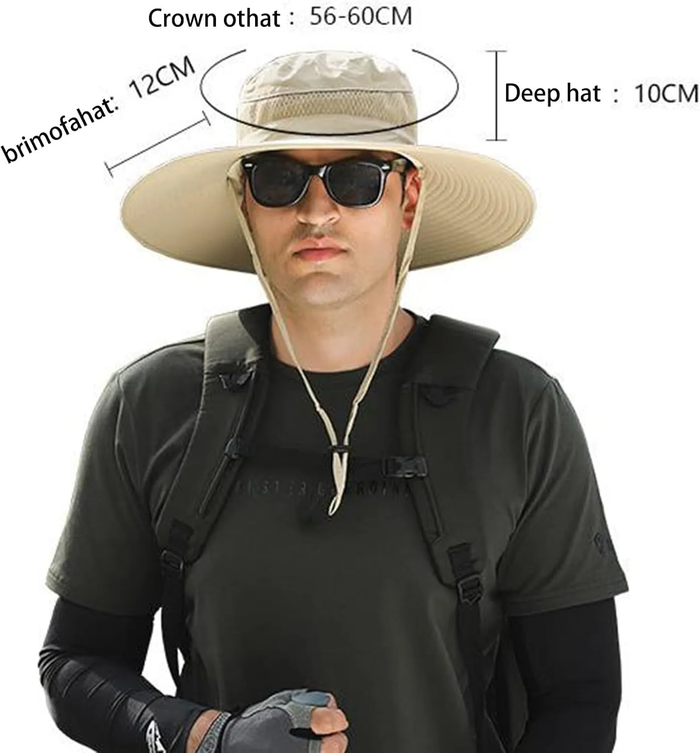 Wide Brim Solar Power Fan Hat, UPF 50  Solar Power Fan Bucket Hat for Fishing Beach Camping Hiking Outdoor