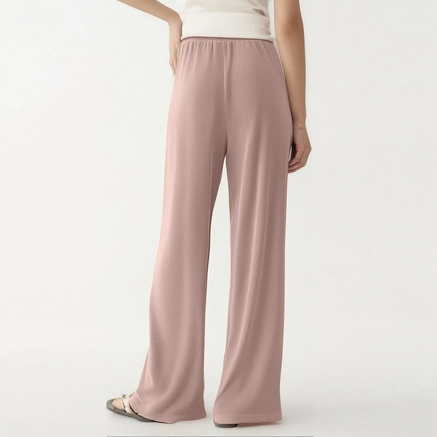 Wide Leg Lounge Pants Women High Waisted Pants Loose Straight Leg Pants Pull on Track Pants Drawstring Casual Pants