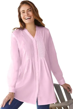 Woman Within Women's Plus Size Perfect Pintuck Tunic